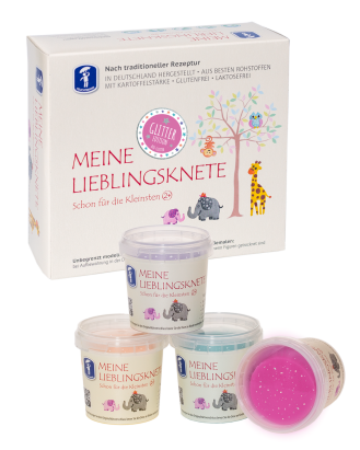 Set de modelaj cu sclipici BIO pentru copii, 4 culori, 2+ ani