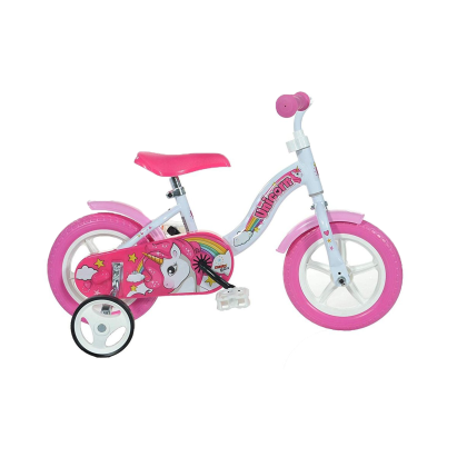 Bicicletă pentru copii 10 inch Unicorn, cu roți ajutătoare, 2-3 ani