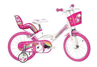 Bicicleta pentru copii 14 inch Unicorn cu roti ajutatoare si cosuri