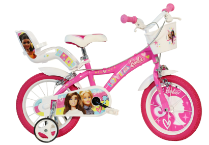 Bicicletă pentru copii 16 inch Barbie roz cu roți ajutătoare