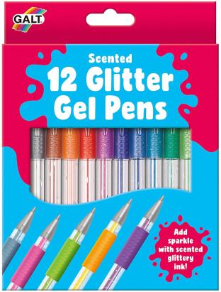 Set 12 pixuri cu gel cu sclipici parfumate pentru scris si desen