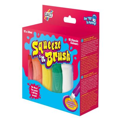 Set acuarele lavabile cu pensulă Galt Squeeze'n Brush, 12 culori