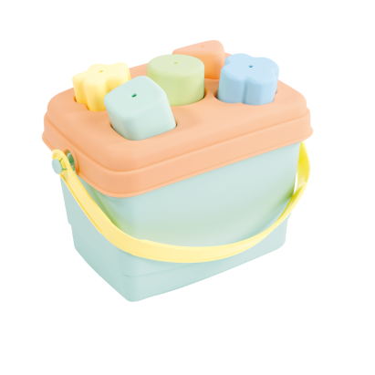 Găletușă cu sortator de forme pastel pentru copii, 5 piese