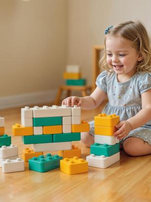 Cuburi gigant pastel DOLU, 48 piese, joc educativ 12 luni+