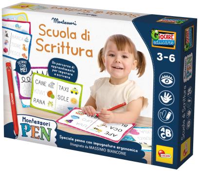 Joc Montessori de scris în italiană cu marker ergonomic și tăblițe reutilizabile