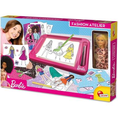 Atelier de modă Barbie cu păpușă, tablă de desen și accesorii creative