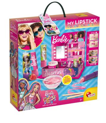 Set ruj magic Barbie pentru copii, schimbare de culoare, 9 piese