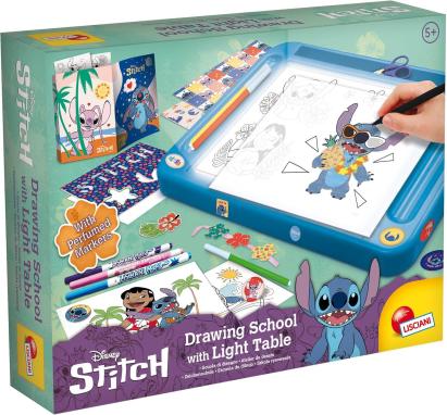 Tablita de desen cu lumini Stitch A4 cu sabloane si markere, 5+