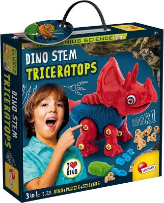 Set STEM Triceratops pentru copii 5+ cu puzzle si stickere