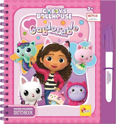 Carte de colorat cu apa reutilizabila Gabby's Dollhouse, 12 pagini, 3 ani+