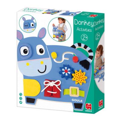 Centru de activitati din lemn Magarus vesel cu 8 jocuri interactive, 2+ ani