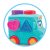 Joc de sortare Autobuzul vesel cu forme colorate si roti mobile, 12 luni+