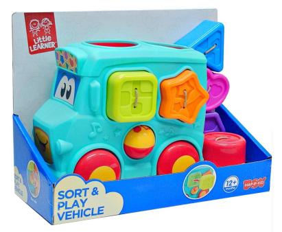 Joc de sortare Autobuzul vesel cu forme colorate si roti mobile, 12 luni+