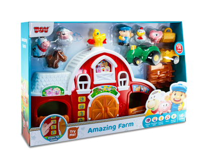Jucarie interactiva ferma cu sunete, figurine si tractor pentru copii