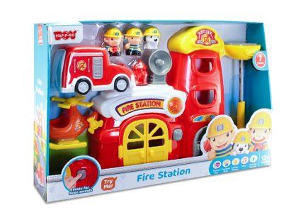 Jucarie interactiva statie de pompieri cu sirena, 7 piese, 12 luni+