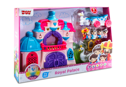 Jucarie interactiva castel regal pentru copii cu lumini si figurine