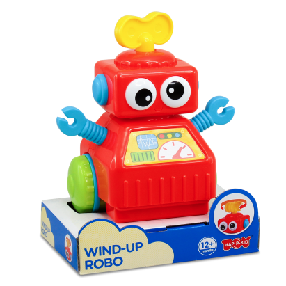 Jucarie interactiva robotel cu cheita rosu pentru copii 12 luni+