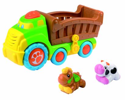 Jucărie muzicală camion de fermă cu animale, pentru copii 12 luni+