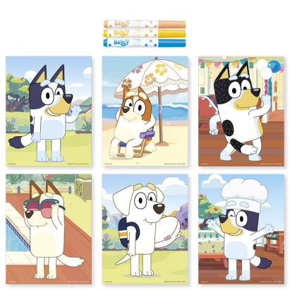 Set creativ Bluey - Arta cu puncte, 6 planse si 3 carioci, 3 ani+