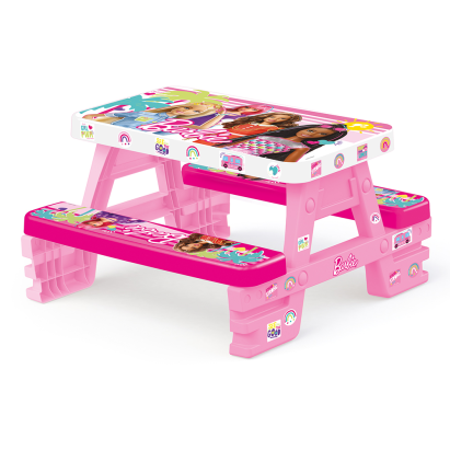 Măsuță de picnic Barbie pentru copii, din plastic, 4 locuri