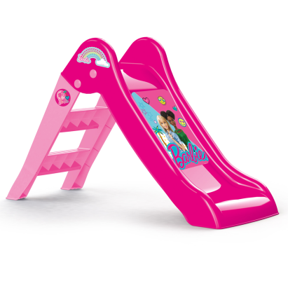 Tobogan pentru copii Barbie, din plastic, cu scara, 111 cm, roz