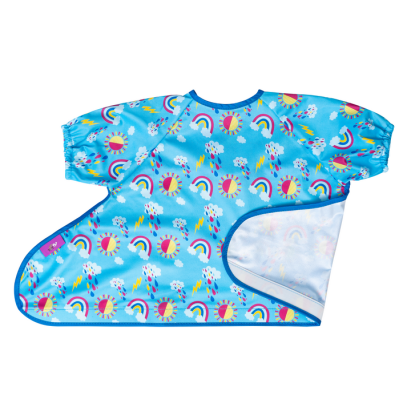 Baveta impermeabila cu maneci scurte pentru copii, model Norisori pufosi