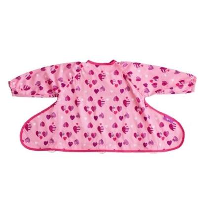 Bavetă impermeabilă cu mâneci lungi și ventuze, model Inimioare