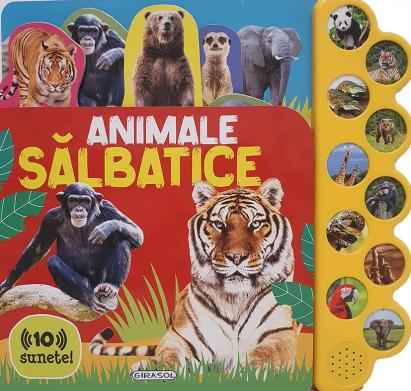 Carte interactivă cu 10 sunete - Animale sălbatice pentru copii 3+