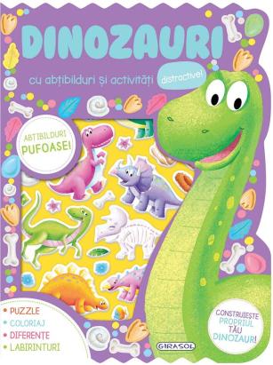 Abtibilduri pufoase cu dinozauri și activități distractive pentru copii 4+