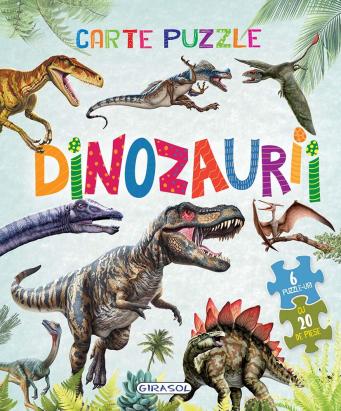 Carte cu 6 puzzle-uri Dinozaurii pentru copii 3+ ani, 20 piese