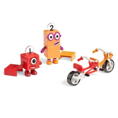 Set figurine Numberblocks cu bicicleta tandem, Unu si Doi, 4 piese