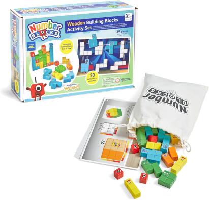 Set educativ cu cuburi din lemn Numberblocks, 39 piese, 3 ani+