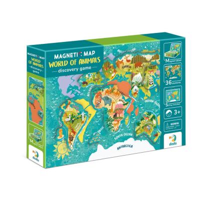 Puzzle magnetic educativ Lumea animalelor, 36 piese, harta lumii