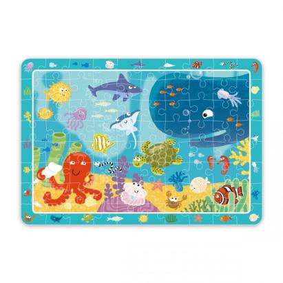 Puzzle cu animale marine, 80 piese, joc educativ pentru copii 5+