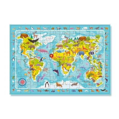 Puzzle educativ Harta animalelor lumii, 80 piese, pentru copii 5+