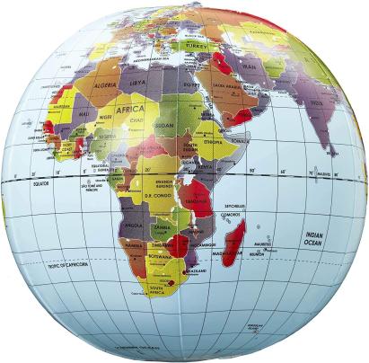 Glob pământesc gonflabil educativ, 50 cm, cu hartă detaliată, Brainstorm