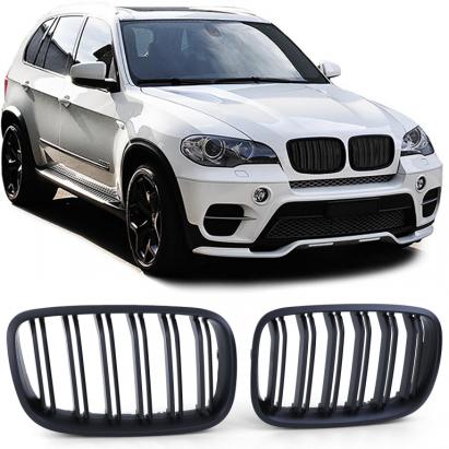 Grilă de rinichi cu fante duble, performanță, neagră, potrivită pentru BMW X5 E70 X6 E71 din 2006 Performance AutoTuning