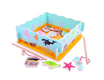 Joc magnetic de pescuit din lemn pentru copii, Hai să pescuim