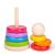 Piramidă din lemn Curcubeul cu 7 inele colorate pentru sortare