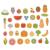 Set magnetic cu fructe si legume din lemn, 35 piese educative