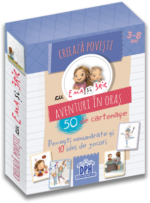 Creează povești cu Ema și Eric - Aventuri în oraș, 50 de cartonașe