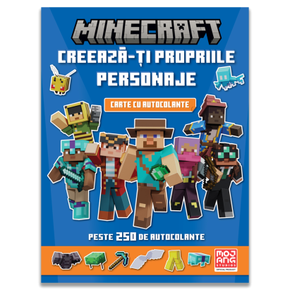 Carte cu autocolante Minecraft: Creeaza-ti propriile personaje, 8+ ani