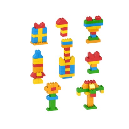 Set cuburi de construit colorate pentru copii, 200 piese