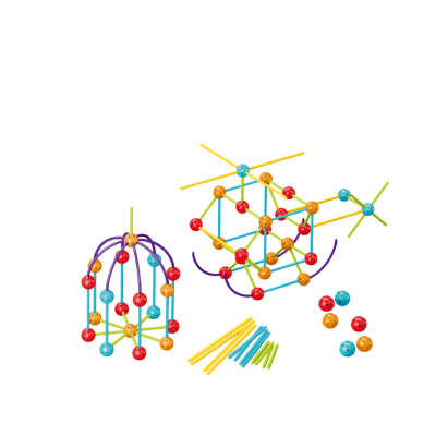 Set de construcție STEAM Forme 3D educativ, 140 piese, 3 ani+