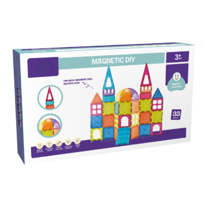 Set de construcție magnetic Bufnitel, 33 piese, 7.5 cm, multicolor