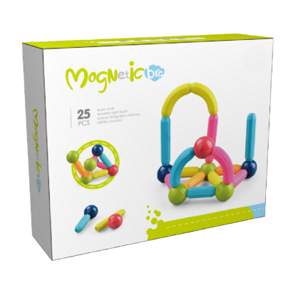 Set de construcție magnetic 3D pentru copii, 25 piese, Bufnitel