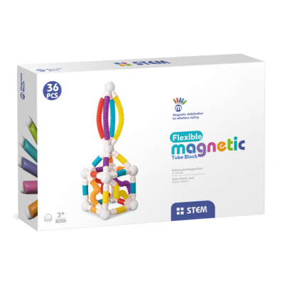 Set magnetic de construcție cu tuburi flexibile STEM, 36 piese