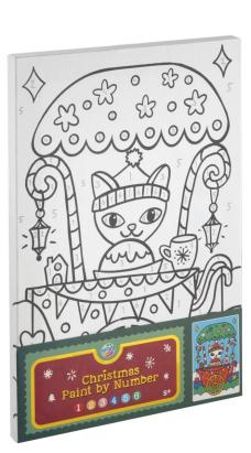 Set pictură pe numere pentru copii 5+ - Pisicuța de Crăciun, cu acuarele