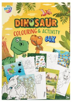 Carte de colorat cu activitati Dinozauri pentru copii 3+, 64 pagini