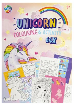 Carte de colorat cu activitati Unicorn, 64 piese, pentru copii 3+